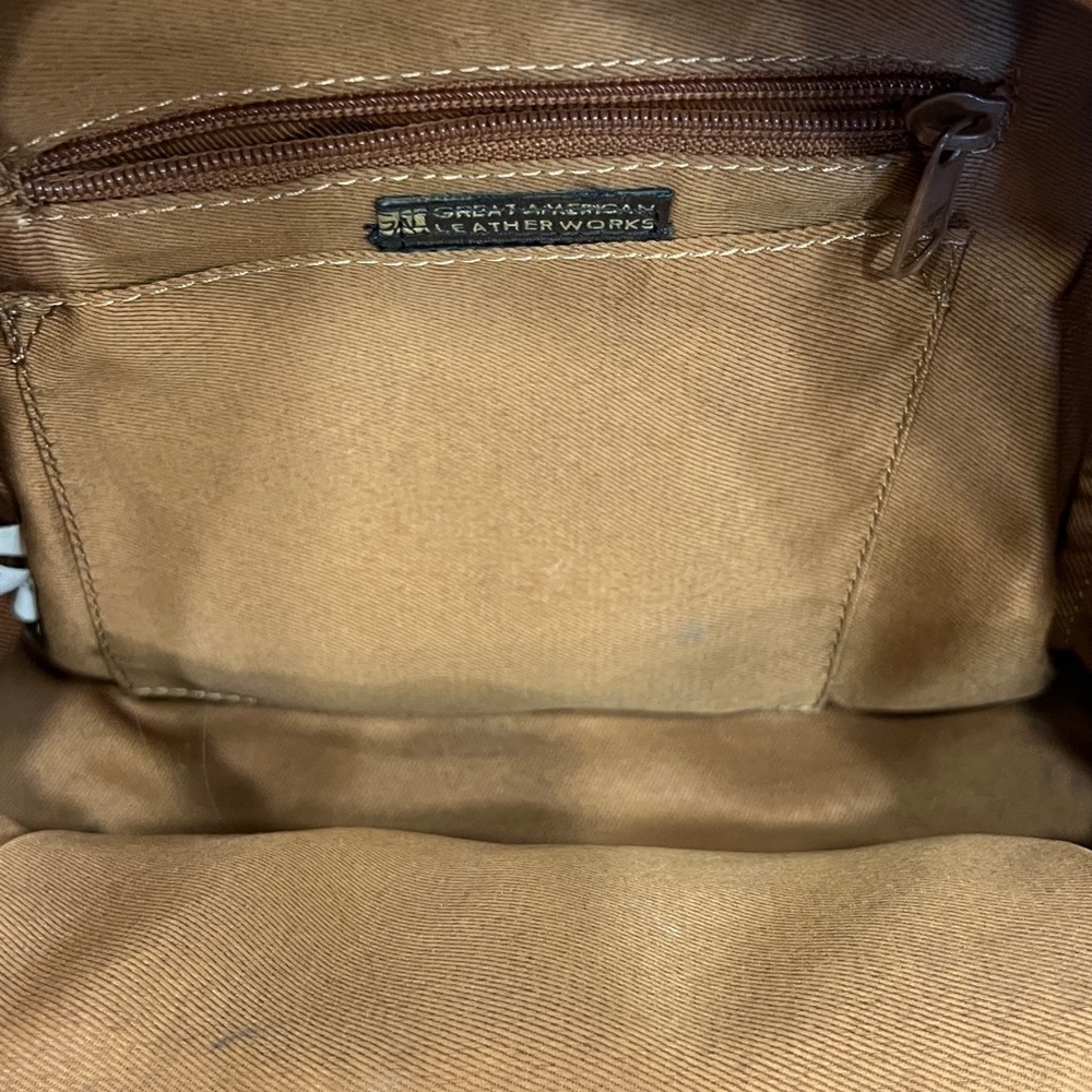 Great American Leatherworks Messenger Bag Shoulder Bag Handmade Leather Vintage - Picture 5 of 7